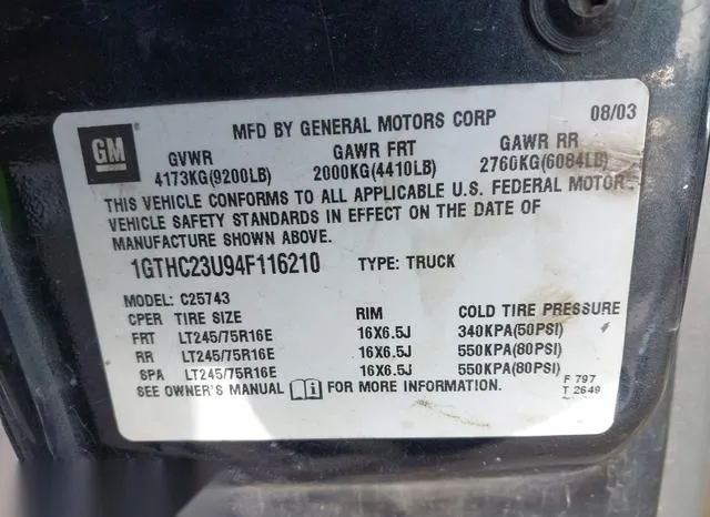 1GTHC23U94F116210 2004 2004 GMC Sierra- 2500hd Sle 9