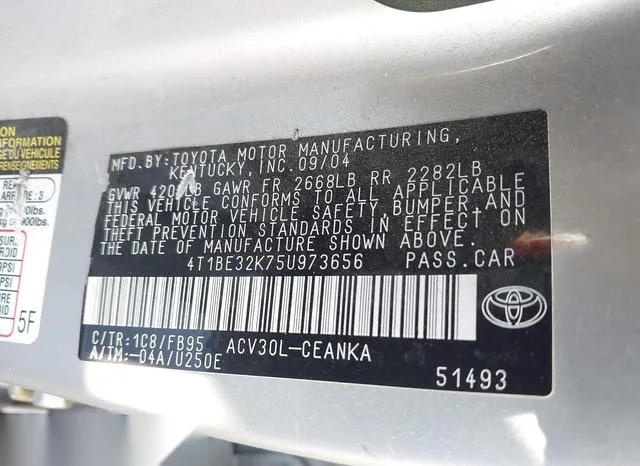 4T1BE32K75U973656 2005 2005 Toyota Camry- LE 9