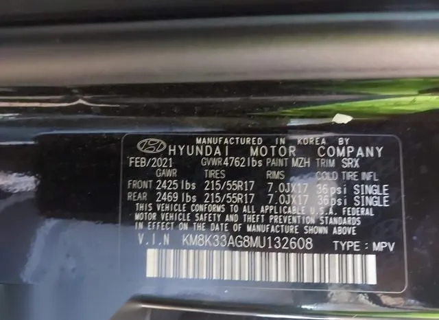 KM8K33AG8MU132608 2021 2021 Hyundai Kona- Electric Limited 9