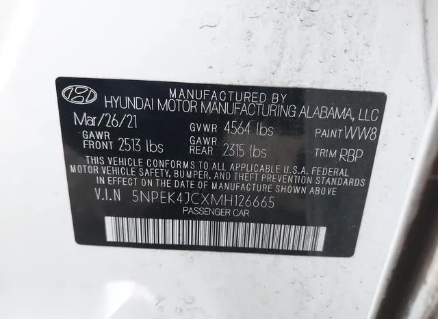 5NPEK4JCXMH126665 2021 2021 Hyundai Sonata- N Line 9