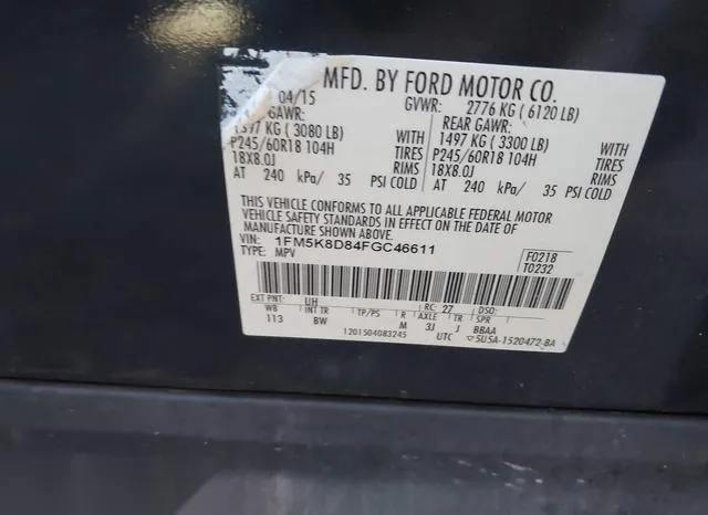 1FM5K8D84FGC46611 2015 2015 Ford Explorer- Xlt 9