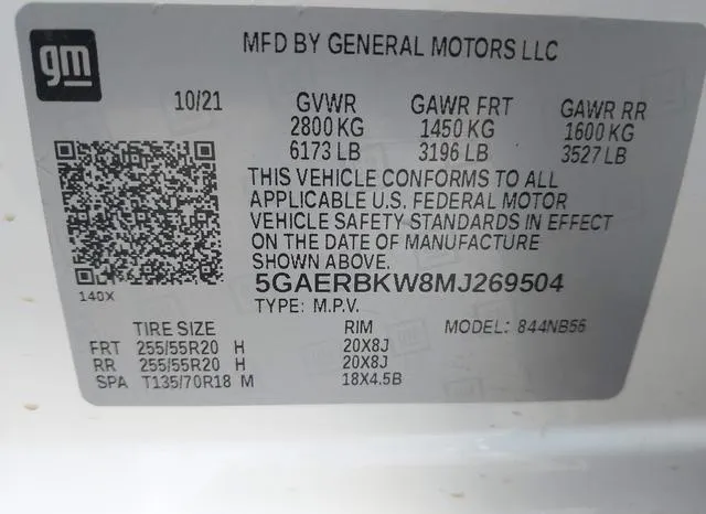 5GAERBKW8MJ269504 2021 2021 Buick Enclave- Fwd Essence 9