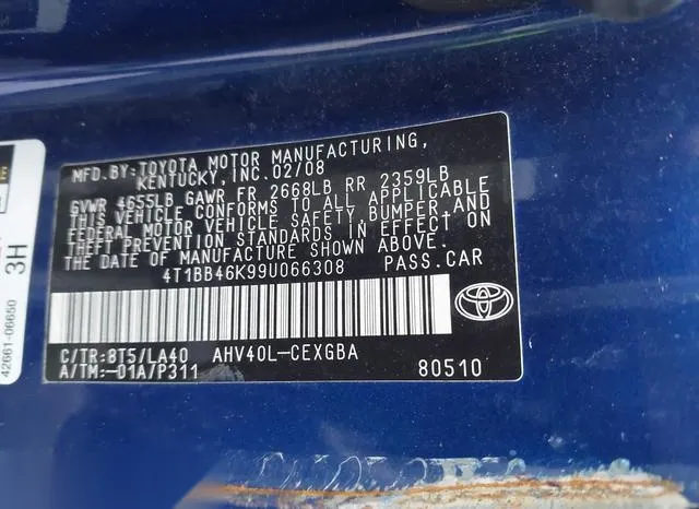 4T1BB46K99U066308 2009 2009 Toyota Camry- Hybrid 9