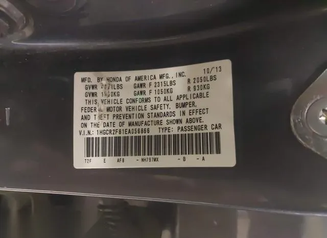 1HGCR2F81EA056866 2014 2014 Honda Accord- Ex-L 9