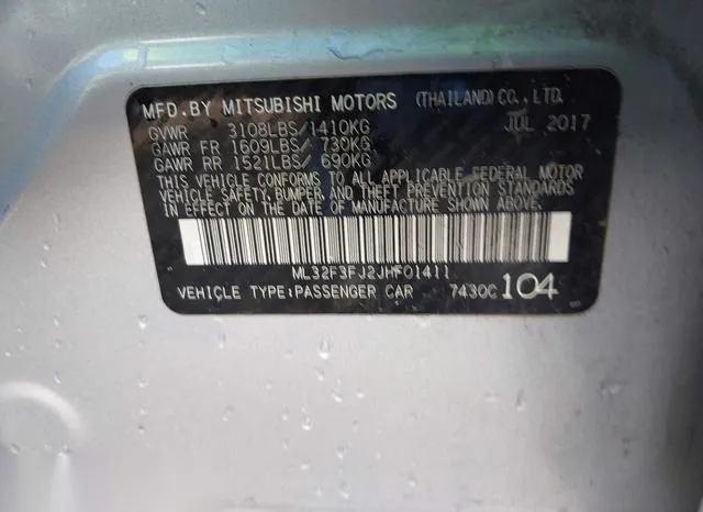 ML32F3FJ2JHF01411 2018 2018 Mitsubishi Mirage- G4 ES 9