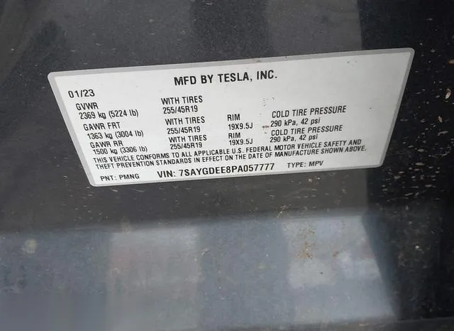 7SAYGDEE8PA057777 2023 2023 Tesla Model Y- Awd/Long Range D 9