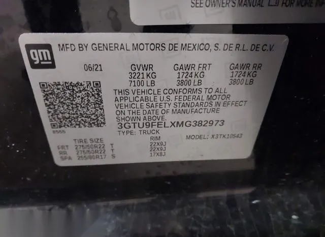 3GTU9FELXMG382973 2021 2021 GMC Sierra- 1500 4Wd  Short Box 9