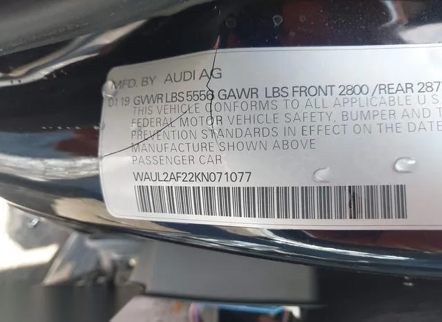 WAUL2AF22KN071077 2019 2019 Audi A6- 55 Premium 9