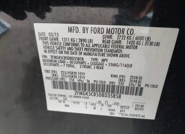 2FMGK5C85DBD35858 2013 2013 Ford Flex- Sel 9