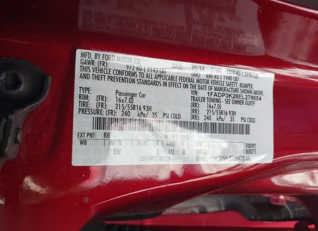 1FADP3K28EL278654 2014 2014 Ford Focus- SE 9