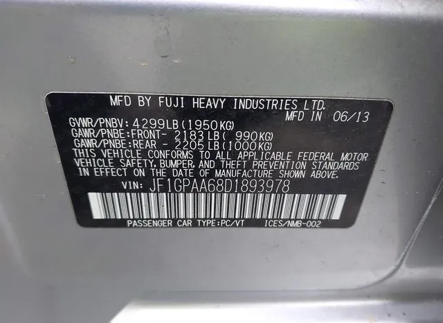 JF1GPAA68D1893978 2013 2013 Subaru Impreza- 2-0I 9