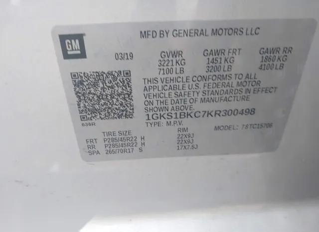 1GKS1BKC7KR300498 2019 2019 GMC Yukon- Slt 9