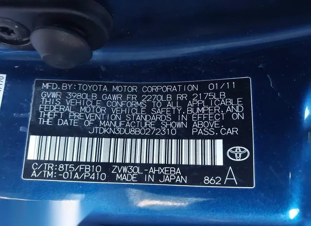 JTDKN3DU8B0272310 2011 2011 Toyota Prius- Three 9