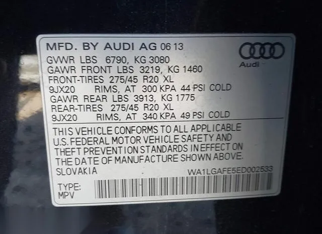 WA1LGAFE5ED002533 2014 2014 Audi Q7- 3-0T Premium Plus 9