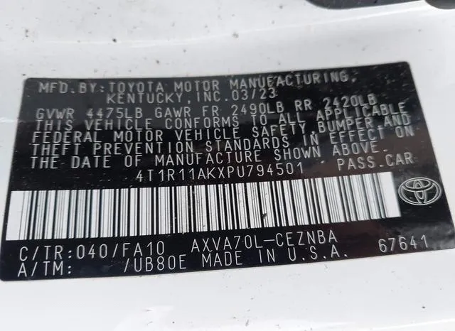 4T1R11AKXPU794501 2023 2023 Toyota Camry- LE 9