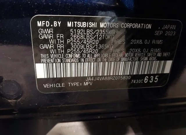 JA4J4VA88RZ015830 2024 2024 Mitsubishi Outlander- Se 2-5 S-Awc 9