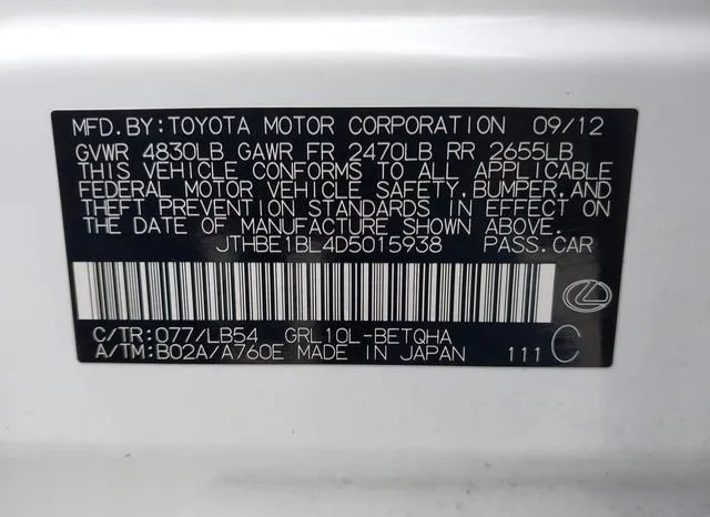 JTHBE1BL4D5015938 2013 2013 Lexus GS- 350 9