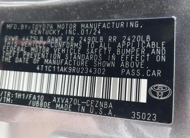 4T1C11AK9RU234302 2024 2024 Toyota Camry- LE 9