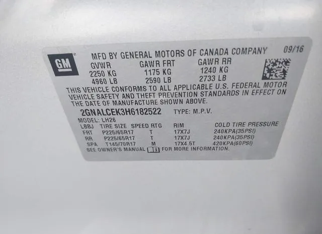 2GNALCEK3H6182522 2017 2017 Chevrolet Equinox- LT 9