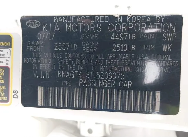 KNAGT4L31J5206075 2018 2018 KIA Optima- LX 9