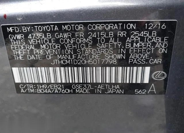 JTHCM1D20H5017798 2017 2017 Lexus IS- 300 9