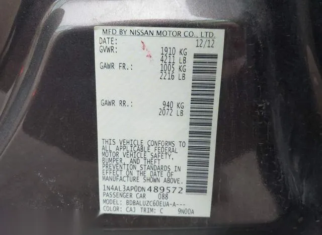 1N4AL3AP0DN489572 2013 2013 Nissan Altima- 2-5 SV 9