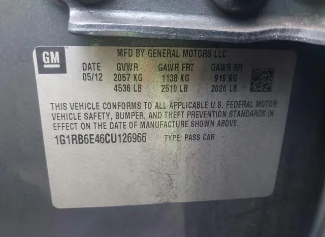 1G1RB6E46CU126966 2012 2012 Chevrolet Volt 9