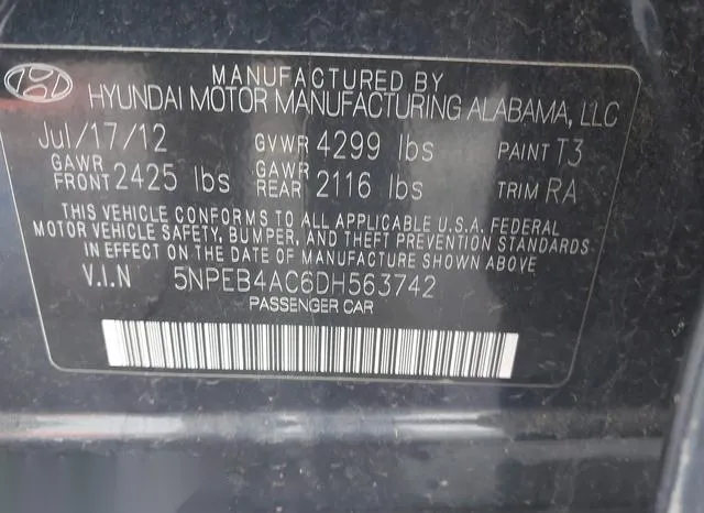 5NPEB4AC6DH563742 2013 2013 Hyundai Sonata- Gls 9