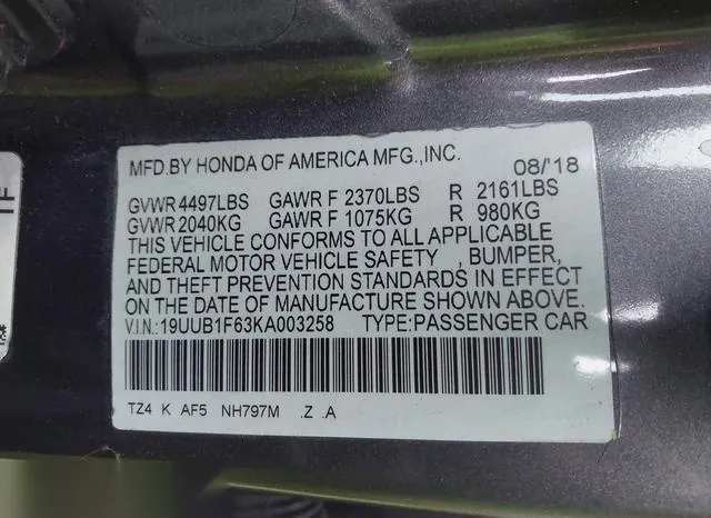 19UUB1F63KA003258 2019 2019 Acura TLX 9