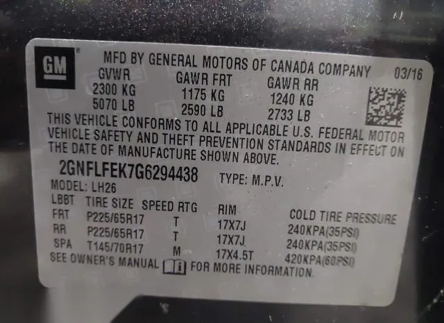 2GNFLFEK7G6294438 2016 2016 Chevrolet Equinox- LT 9