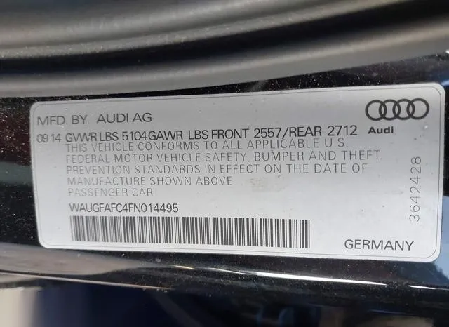 WAUGFAFC4FN014495 2015 2015 Audi A6- 2-0T Premium 9