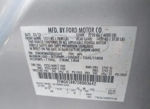 2FMGK5B87DBD03642 2013 2013 Ford Flex- SE 9