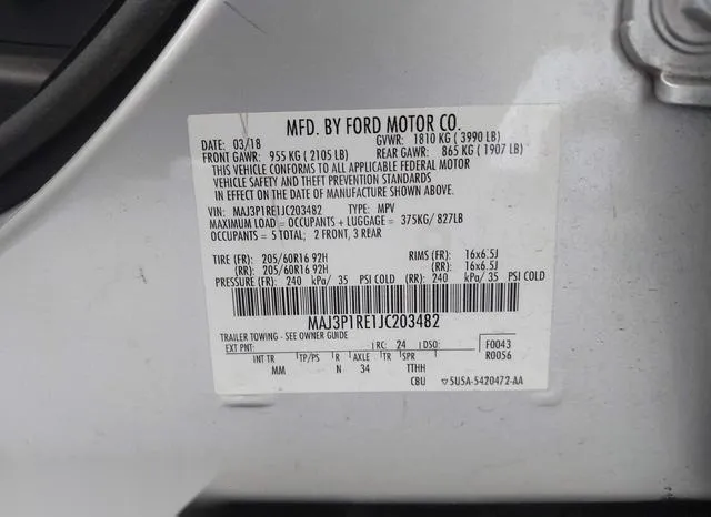 MAJ3P1RE1JC203482 2018 2018 Ford Ecosport- S 9