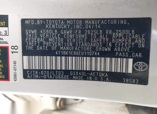 4T1BK1EB6EU110744 2014 2014 Toyota Avalon- Xle Touring 9