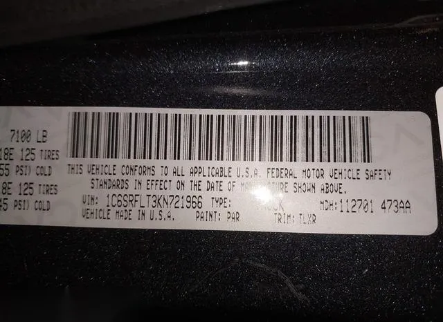 1C6SRFLT3KN721966 2019 2019 RAM 1500- Rebel  4X4 5-7 Box 9