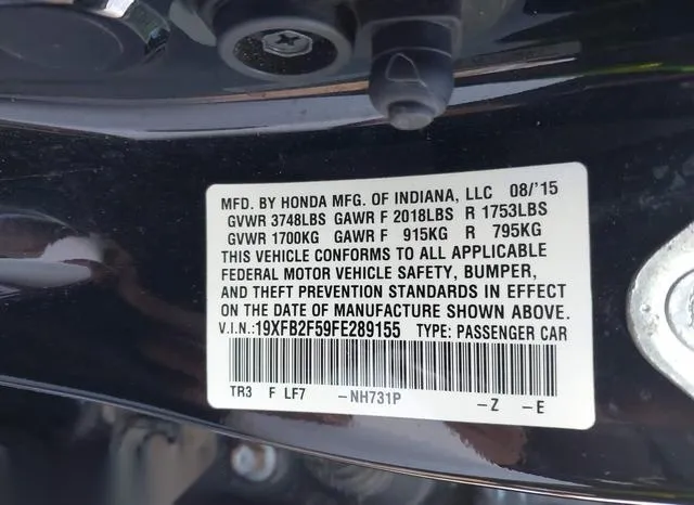 19XFB2F59FE289155 2015 2015 Honda Civic- LX 9