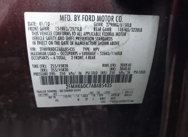 2FMHK6DC7ABA85435 2010 2010 Ford Flex- Limited 9