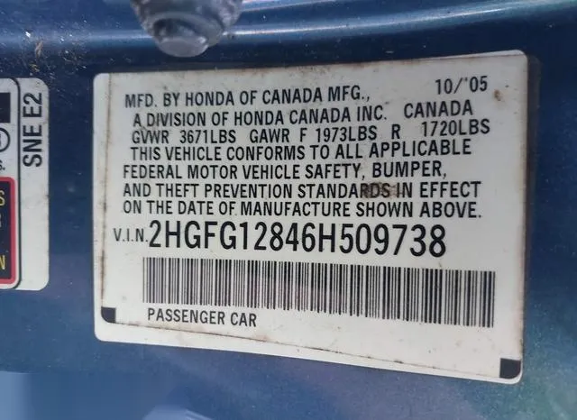 2HGFG12846H509738 2006 2006 Honda Civic- EX 9