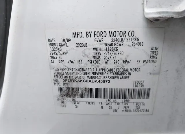 2FMDK4KC0ABA45672 2010 2010 Ford Edge- Limited 9