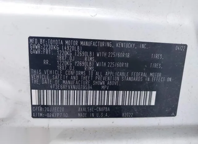 4T3E6RFVXNU079594 2022 2022 Toyota RAV4- Hybrid Xse 9