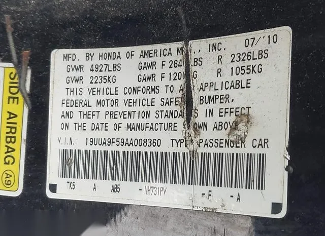 19UUA9F59AA008360 2010 2010 Acura TL- 3-7 9