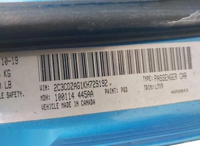 2C3CDZAG1KH729192 2019 2019 Dodge Challenger- Sxt 9