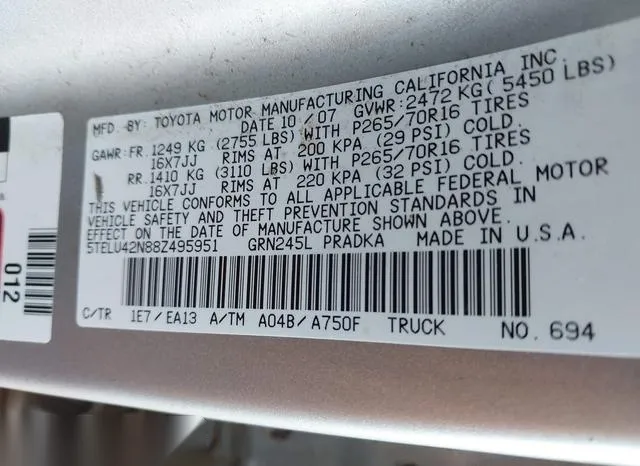 5TELU42N88Z495951 2008 2008 Toyota Tacoma- Double Cab 9