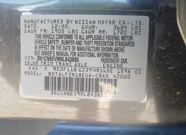 3N1CN8EV9ML843885 2021 2021 Nissan Versa- Sv Xtronic Cvt 9