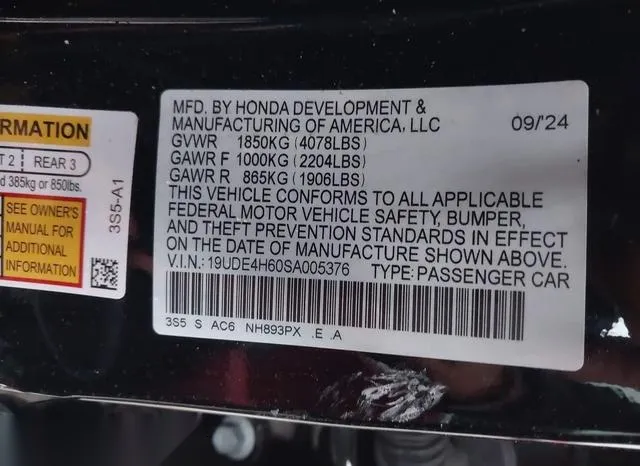 19UDE4H60SA005376 2025 2025 Acura Integra- A-Spec W/ Techno 9