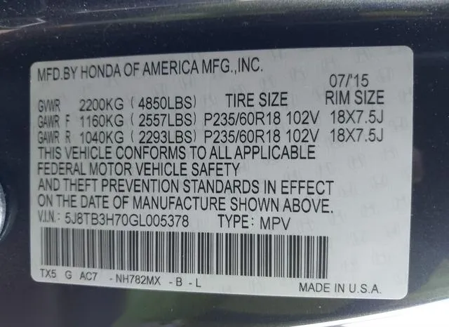 5J8TB3H70GL005378 2016 2016 Acura RDX- Advance Package 9