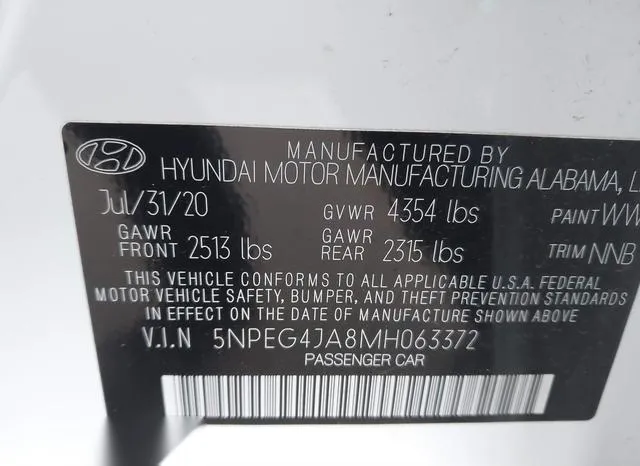 5NPEG4JA8MH063372 2021 2021 Hyundai Sonata- SE 9