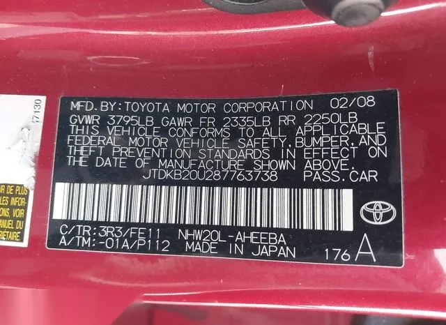 JTDKB20U287763738 2008 2008 Toyota Prius 9