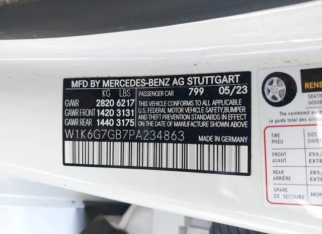 W1K6G7GB7PA234863 2023 2023 Mercedes-Benz S 580- 4Matic 9