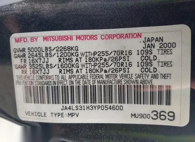 JA4LS31H3YP054600 2000 2000 Mitsubishi Montero- Sport Ls/Xls 9